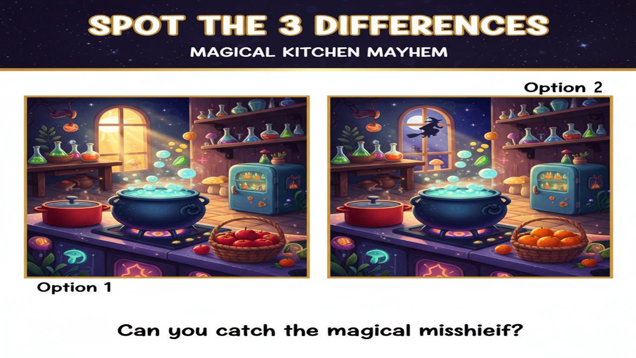 Magical Kitchen Mayhem: Can You Spot the 3 Hidden Differences?